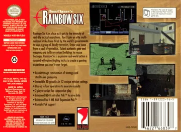 Tom Clancy's Rainbow Six (USA) box cover back